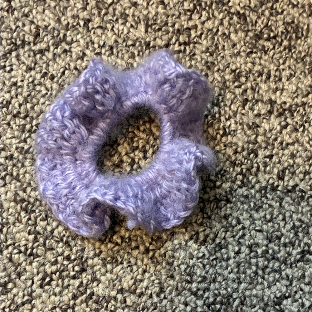 Purple Crochet Hair Scrunchie